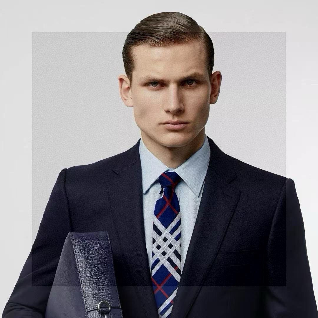 Burberry Style Men's Classic Check Silk Tie