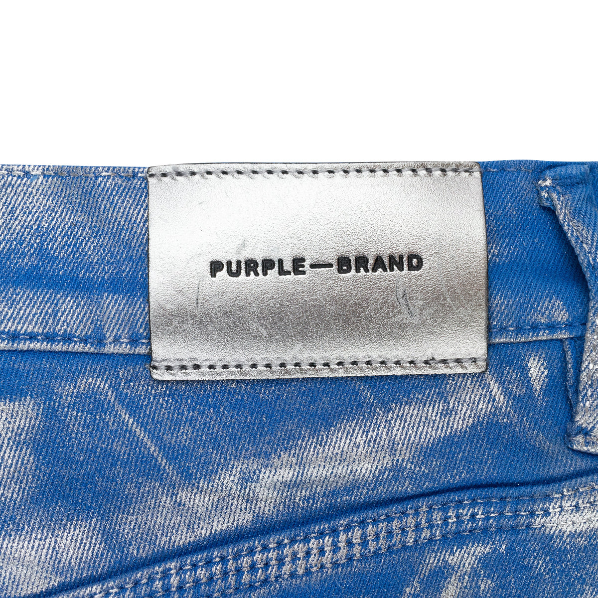 SILVER FOIL FLARE BLUE SKINNY JEANS
