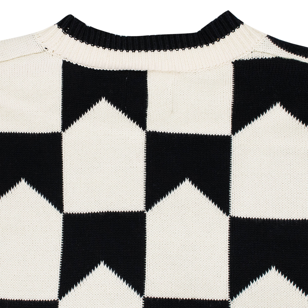 BLACK/CREAM CHEVRON CHECKERED KNIT CARDIGAN