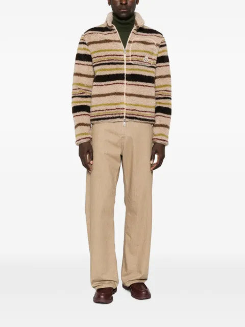 Moncler striped teddy zip-up cardigan