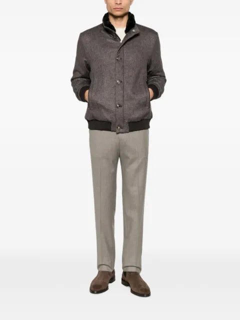 Barba Raven fur-collar button-up jacket