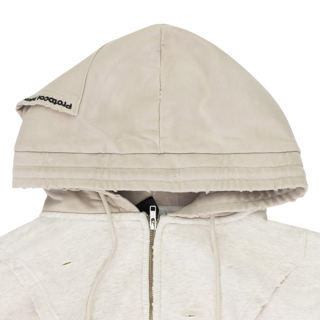 Ivory Upside Down Zip Hoodie