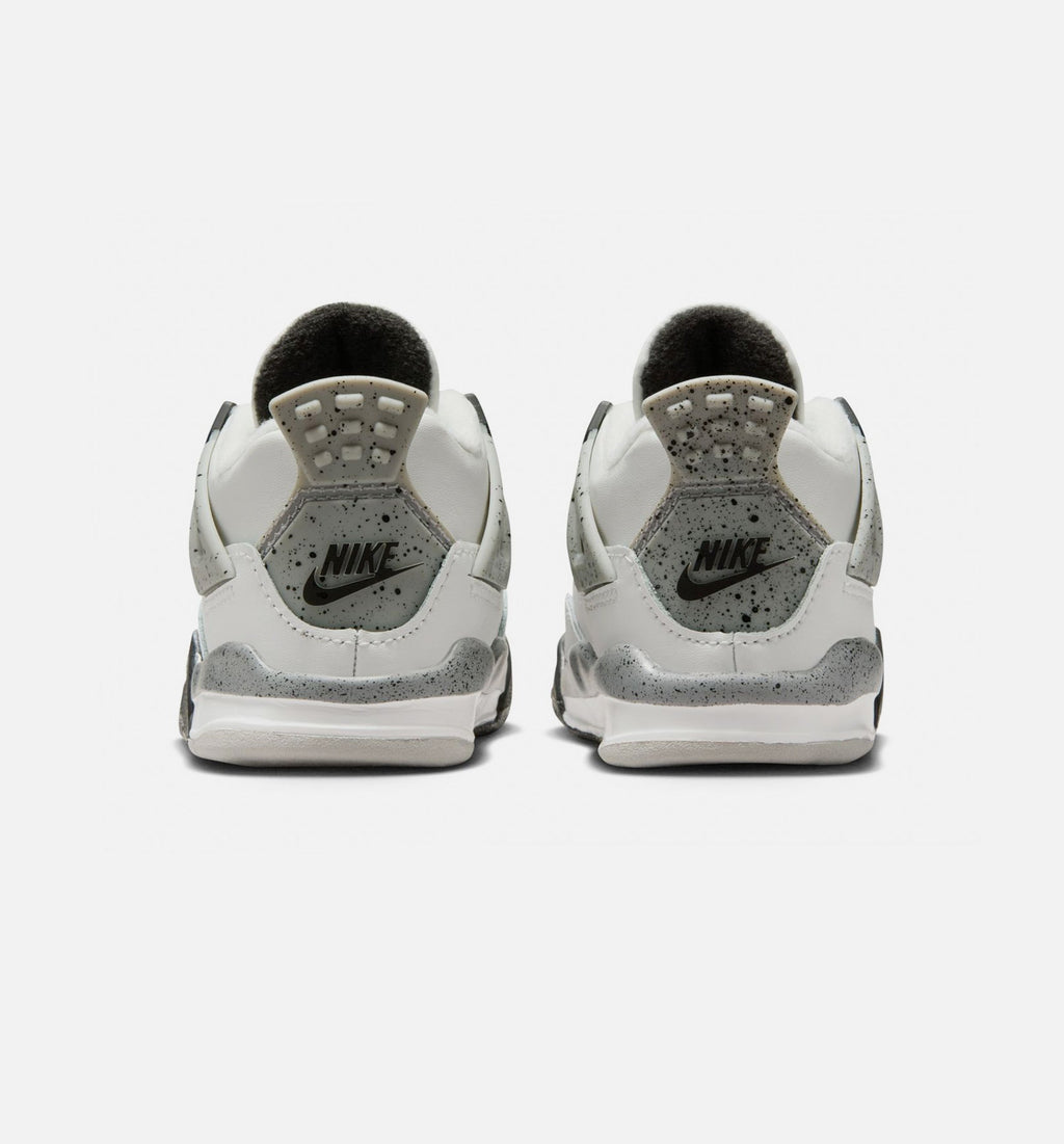 Air Jordan 4 Retro White Cement Infant/Toddler Shoes - Summit White Fire Red Cement Grey Black