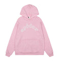 Sp5der Rhinestone Letter Graphic Light Pink Pullover Hoodie