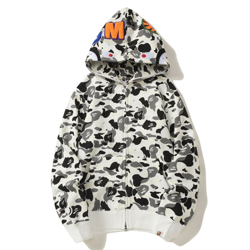 BAPE White Camo Shark Hoodie