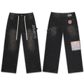 Vale Forever Black Paint Splatter Patchwork Cargo Wide Leg Jeans