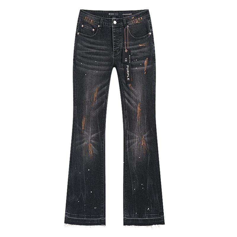 Purple Brand Distressed Paint-Splatter Flared Jeans
