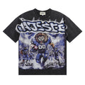 MAJESTIK Lion Football Rhinestone Crop T-Shirt