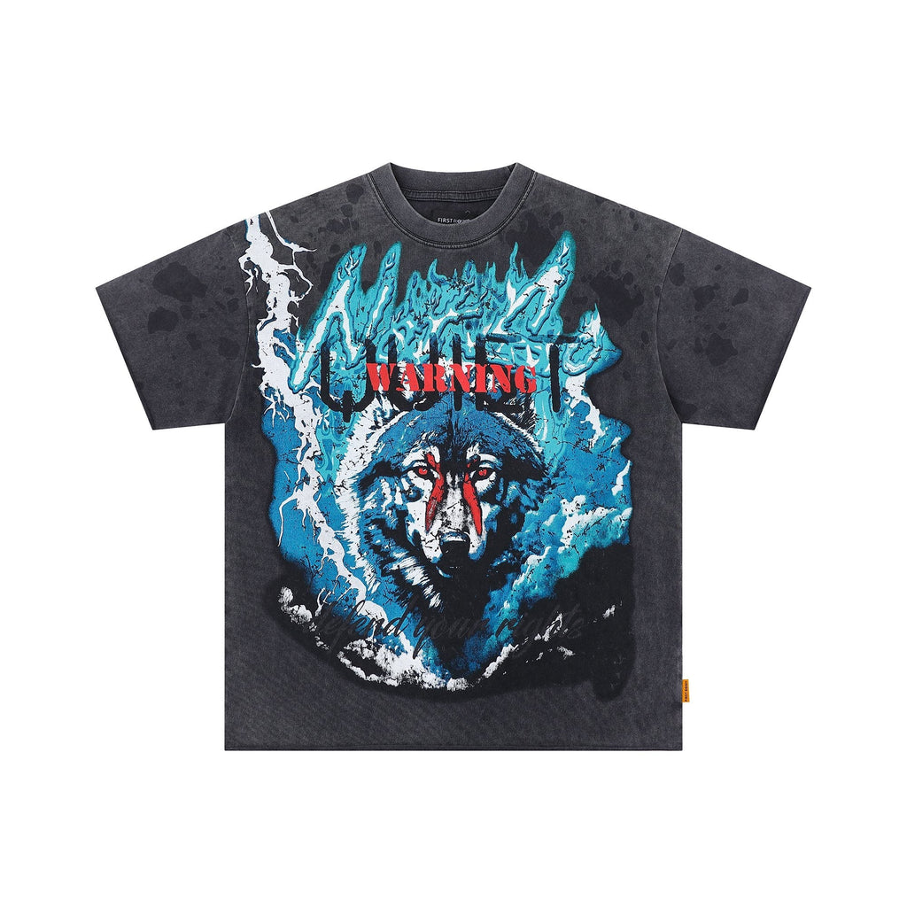 FIRST ROW Warning Not So Quiet Wolf Cropped T-Shirt