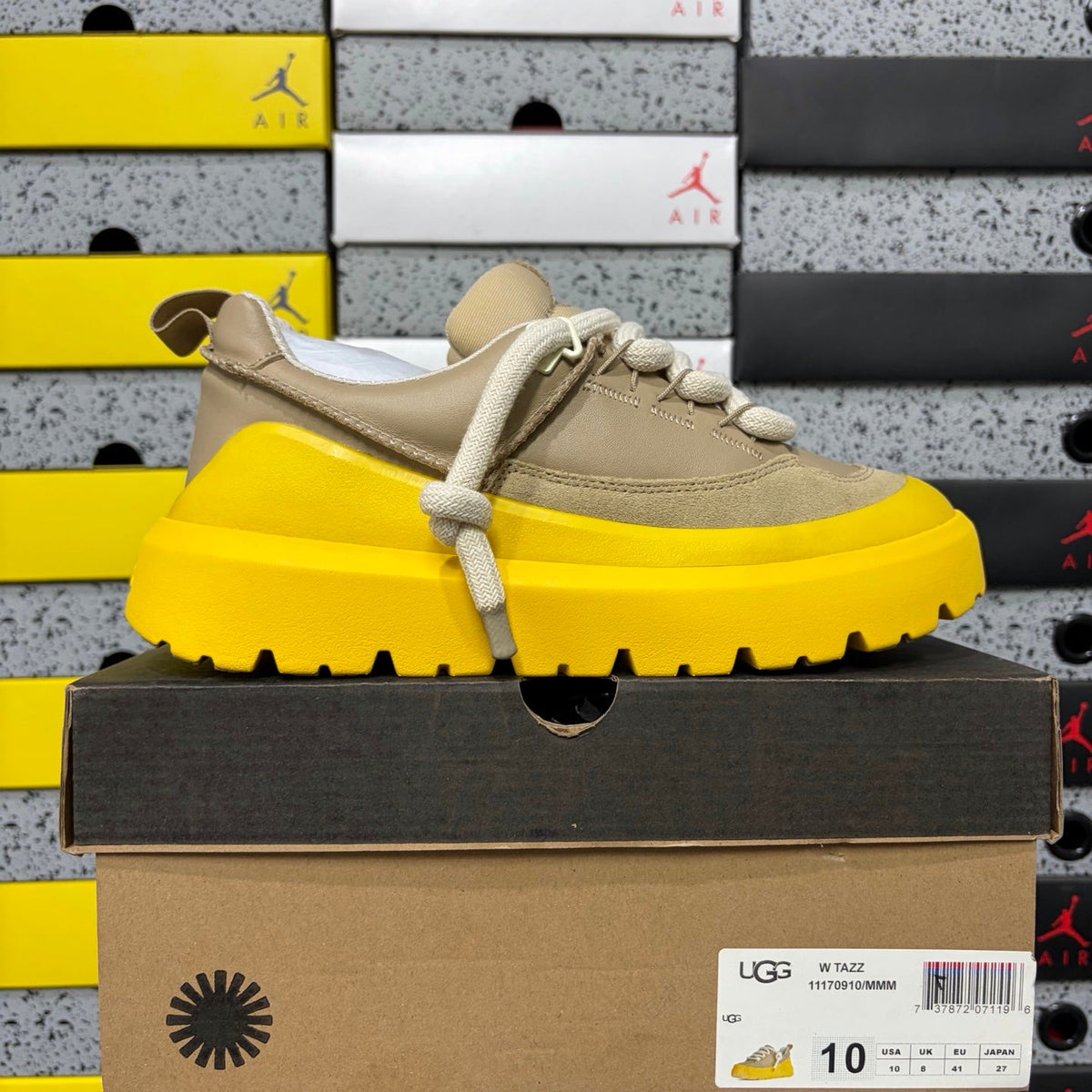 UGG Tazz Platform Sneaker – Women’s Wool-Lined Lace-Up in Cream with Yellow Sole