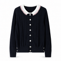 Thom Browne Style Contrast-Collar Wool Cardigan