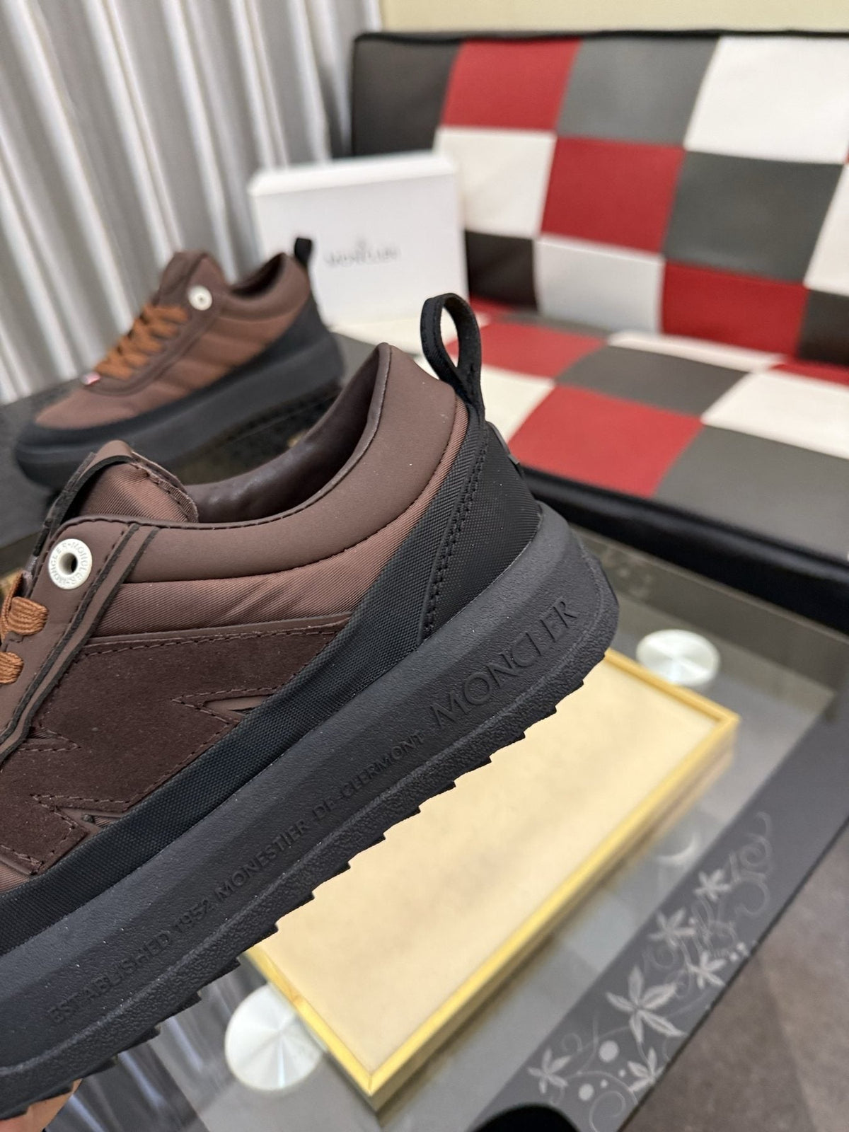 Moncler Men's Dark Brown and Black Low-Top Sneakers