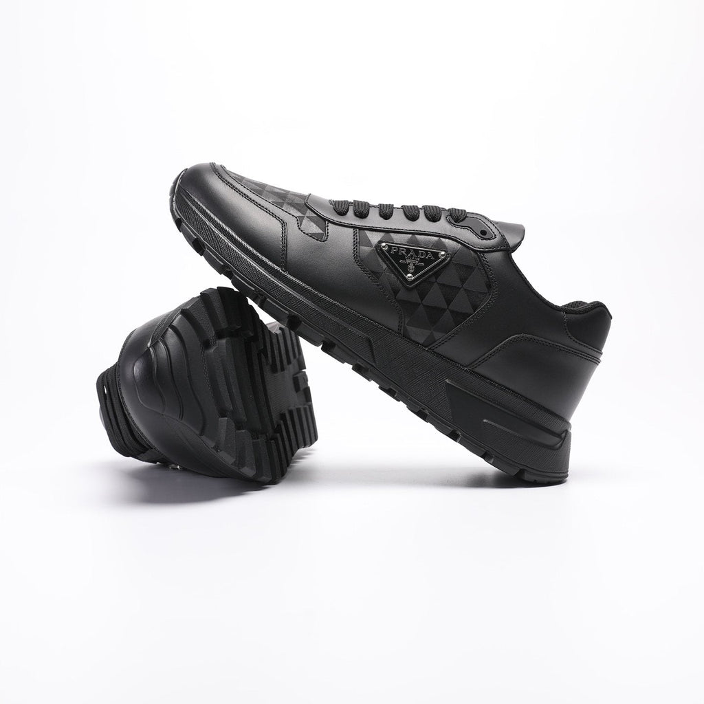 Prada Men's Black Triangle-Plaque Sneakers