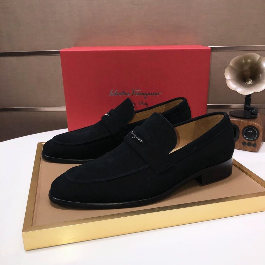 Ferragamo Black Slip-On Loafers