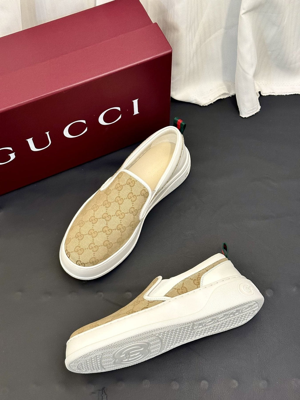 Gucci Patterned Slip-On Shoes