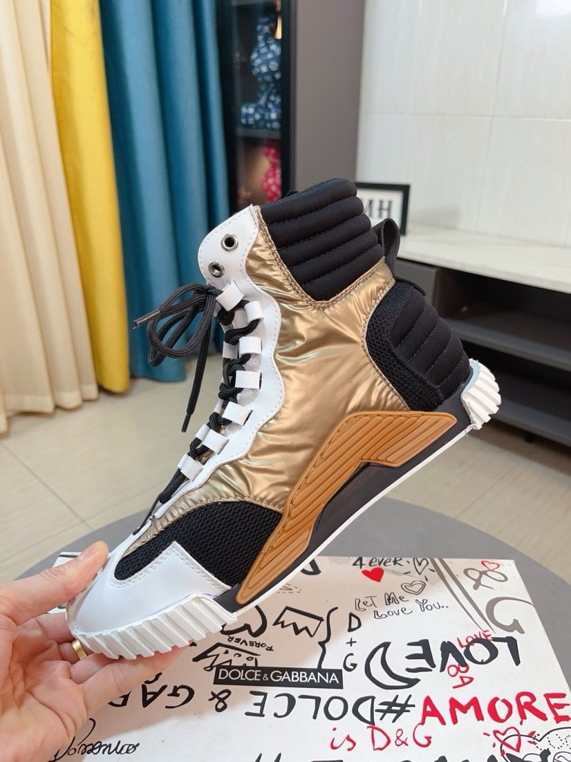 Dolce & Gabbana Metallic Gold High-Top Sneakers