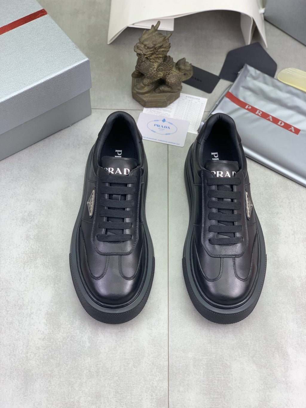 Prada Triangle Panel Low-Top Sneakers