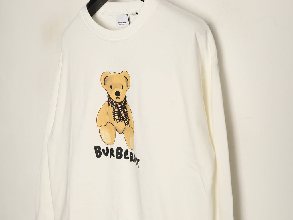 Burberry Teddy Bear Lettering Crewneck Sweatshirt - Cream